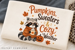 Pumpkins Sweaters And Cozy Weather PNG Sublimation Design Product Image 2