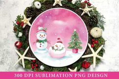 Christmas Snowman Round Sign - Christmas Ornament PNG Product Image 1