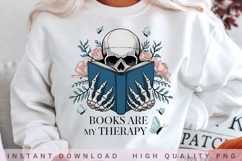 Books Are My Therapy PNG, Skull Reading Book Sublimation, Product Image 2