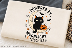 Black Cat Crescent Moon PNG Sublimation Design, Powered By Product Image 2