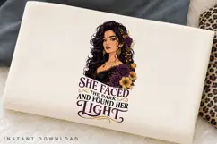 She Faced The Dark PNG Sublimation Design, Purple Rose Product Image 2