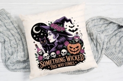 Witch with Black Cat Pumpkin Skulls and Sublimation PNG Product Image 2