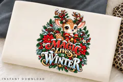 Magic Lives in Winter Cute Reindeer Christmas Holiday PNG Product Image 2