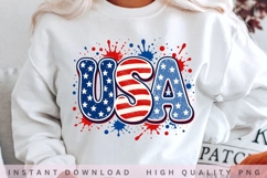 USA Patriotic PNG, American Flag Typography Sublimation, Red Product Image 1