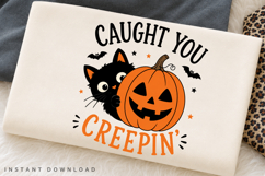 Caught You Creepin PNG Sublimation Design, Black Cat Product Image 2