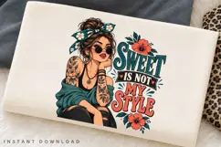 Sweet Is Not My Style PNG Sublimation Design, Sassy Bun Product Image 2