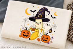Halloween Witch Banana PNG Sublimation Design, Cute Spooky Product Image 2
