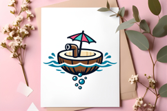 Tropical Coconut Drink Beach Summer Vacation Cute Product Image 2