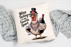 Fancy Chicken Enjoys Wine Tasting Sublimation PNG Product Image 2
