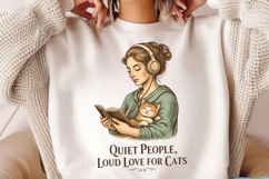 Quiet People Loud Love for Cats PNG, Cat Lover Girl PNG Product Image 2