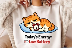 Today’s Energy Low Battery Cat PNG, Funny Tired Cat PNG Product Image 2