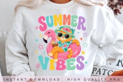 Summer Vibes Cat PNG Design, Cute Flamingo Pool Cat Product Image 2