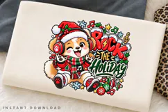 Cute Christmas Puppy with Headphones Rock the Holiday Product Image 3