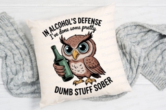 Funny Owl With Alcohol Bottle Sublimation PNG Product Image 2