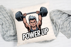 Cartoon Bodybuilder Lifting Barbell Sublimation PNG Product Image 2