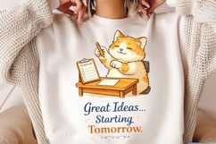 Great Ideas Starting Tomorrow PNG, Funny Cat Procrastination Product Image 2