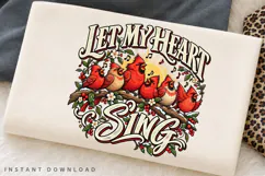 Let My Heart Sing Happy Winter Holiday Cardinal Birds PNG Product Image 2