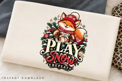 Play Snow Repeat Cute Winter Fox Gaming Christmas PNG Product Image 2