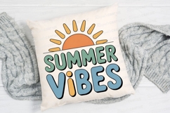 Summer Vibes Text Design with Orange Sun Sublimation PNG Product Image 2