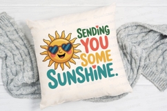 Sending Sunshine Card Smiling Sun Wearing Sublimation PNG Product Image 2