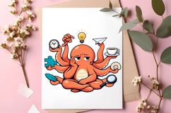 Funny Multitasking Octopus Cartoon Productivity Chaos Cute Product Image 5