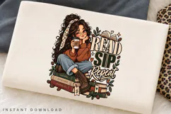 Book Lover Coffee Reading PNG, Cozy Bookish Girl Product Image 2