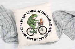 Frog Rides Bicycle With Cat In Basket Funny Sublimation PNG Product Image 2