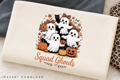 Squad Ghouls Cute Ghost Halloween PNG, Ghost Friends Pumpkin Product Image 2