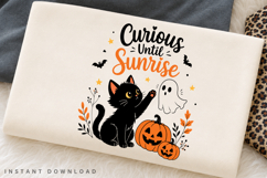 Curious Until Sunrise PNG Sublimation Design, Black Cat Product Image 2