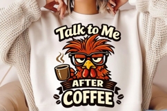 Talk to Me After Coffee Funny Rooster PNG Design Product Image 2