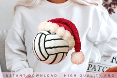 Crochet Volleyball Santa Hat PNG, Christmas Volleyball Product Image 2