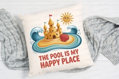 Beach scene with sandcastle sun waves and Sublimation PNG Product Image 4