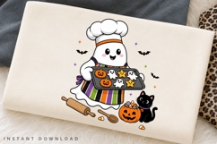 Halloween Baker Ghost PNG Sublimation Design, Cute Ghost Product Image 3