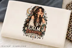 Calm Chaotic Completely Me Boho Girl PNG, Bohemian Woman Product Image 2