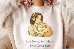 Low Noise Soft Music One Good Cat PNG, Cat Lover PNG Design Product Image 2