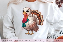 Cute Glitter Turkey PNG,Kawaii Thanksgiving Turkey Product Image 2