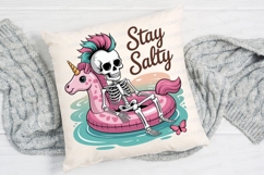 Skeleton on Pink Unicorn Float with Stay Sublimation PNG Product Image 4