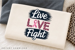 Live Love Fight PNG, Breast Cancer Awareness Pink Ribbon PNG Product Image 3