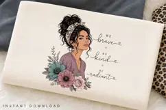 Brave Kind Radiant PNG Sublimation Design, Floral Headband Product Image 2