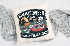 Summerween Skeleton Relaxing with Cocktail Sublimation PNG Product Image 2