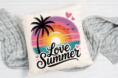 Love Summer Beach Scene Palm Tree Sunset Sublimation PNG Product Image 4