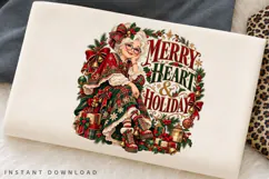 Merry Heart Holiday Vintage Christmas Woman Festive PNG Product Image 2