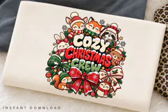 Cozy Christmas Crew Cute Woodland Animals Winter Holiday PNG Product Image 3