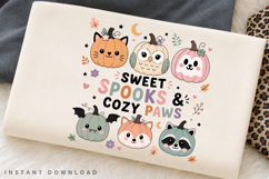 Sweet Spooks Cozy Paws PNG Sublimation Design, Pastel Product Image 3