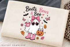 Boots Bows And Boo PNG, Pink Ghost Coffee Sublimation Product Image 2
