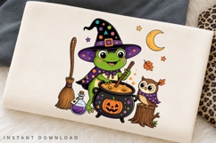 Cute Witch Frog PNG Sublimation Design, Halloween Frog Product Image 3