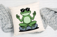 Cartoon Frog Meditating With Sunglasses Sublimation PNG Product Image 2