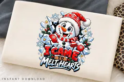 Cute Snowman I Came to Melt Hearts Winter Christmas Holiday Product Image 2
