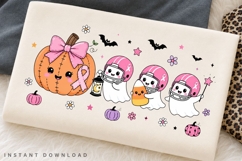 Pink Ribbon Ghost Football PNG, Breast Cancer Halloween PNG Product Image 2