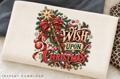 Wish Upon Christmas Festive Holiday Bow Ornament PNG Design Product Image 2